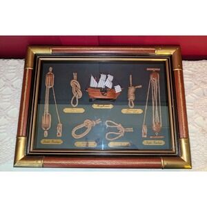 Vintage Nautical Mayflower Ship shadow box wood framed 16" x 12" Decor Ocean‎
